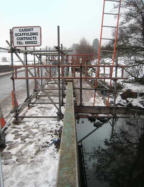 Cantilever Drop Scaffolding over bridge.