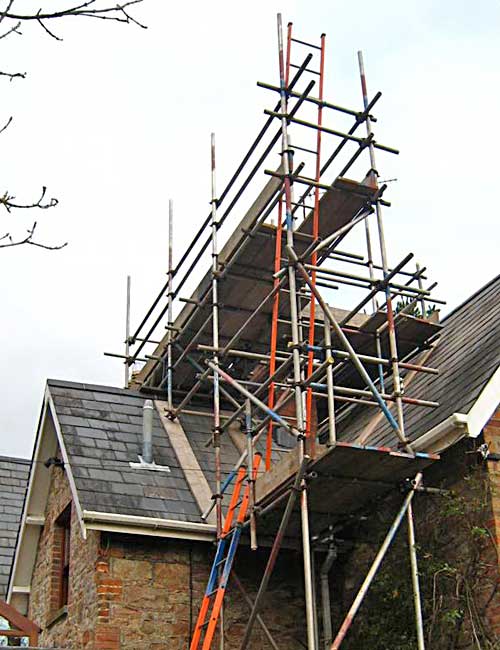 Roof and chimney access of residential building.