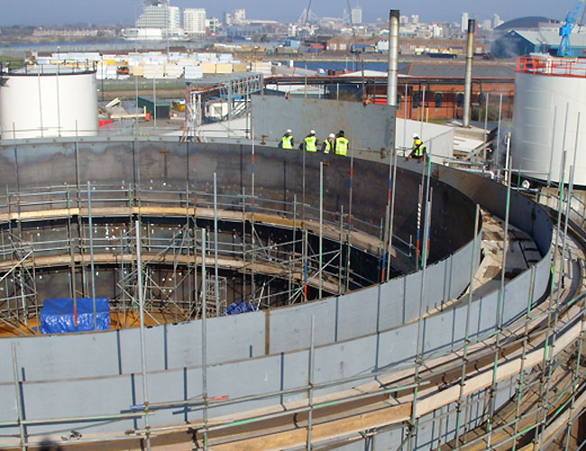 Double skin petrol tank - Cardiff docks.